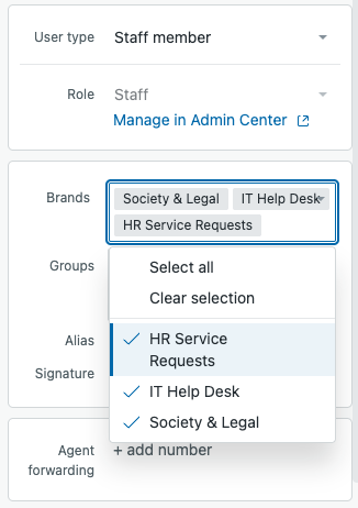 Brand Selection Zendesk