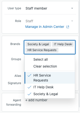 Department Selection Zendesk