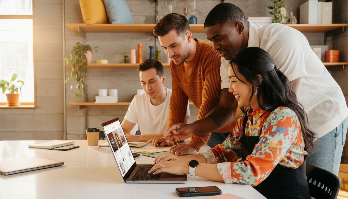 Team of employees collaborating